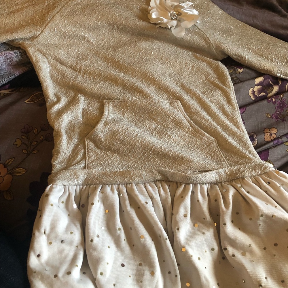 Little Girls Cream Sparkle Princess Dress Size 8